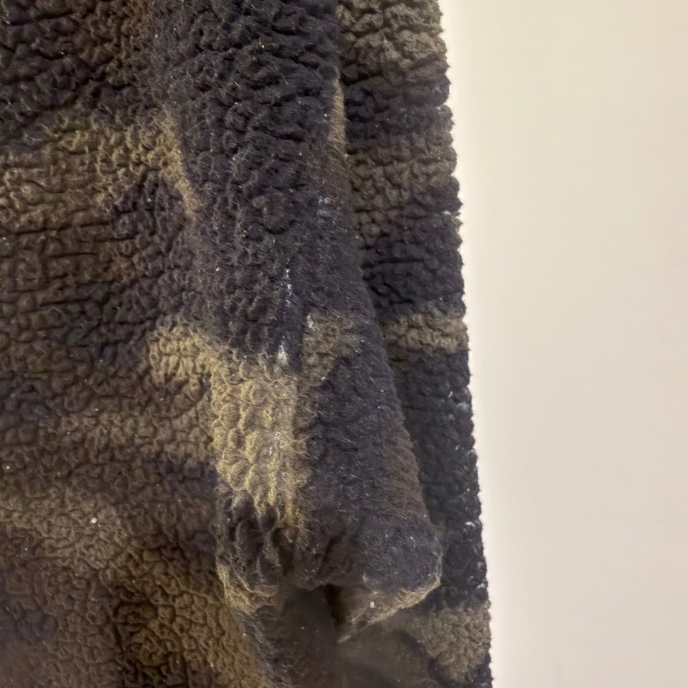 Victoria's Secret PINK Camo Sherpa Hoodie XS Green Black Camouflage Pullover - Picture 8 of 9